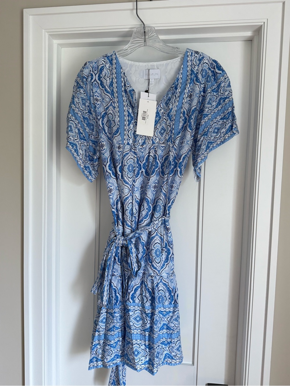 NWT SugarLips Portia Blue & White Midi Dress Size M